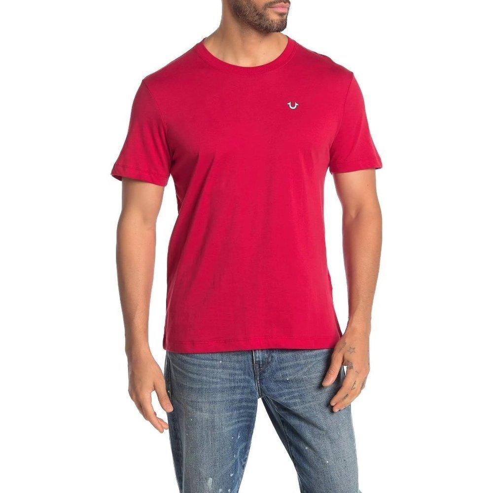 True Religion Top Mens Medium Large Red Short Sleeve Buddha Graphic T-shirt